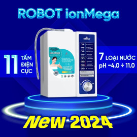 Máy lọc nước điện giải ion kiềm ROBOT ionMega 117, 11 tấm điện cực, cung cấp 7 loại nước pH đáp ứng mọi nhu cầu sử dụng.